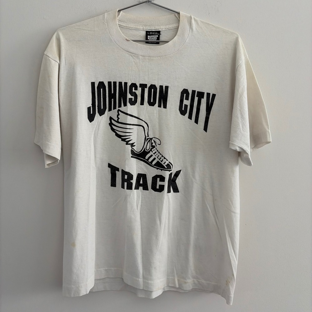 Vintage Screen Stars Best Johnston City Track SIMS White T-Shirt Large